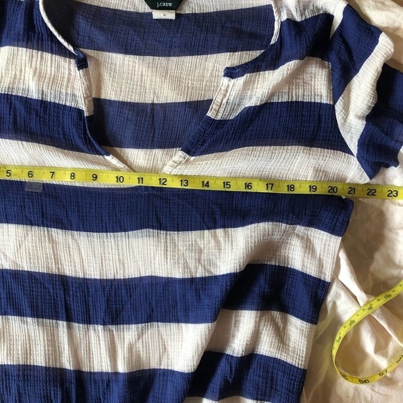J. Crew blue and white striped gauzy tunic swim cover-up, Medium - Picture 5 of 7